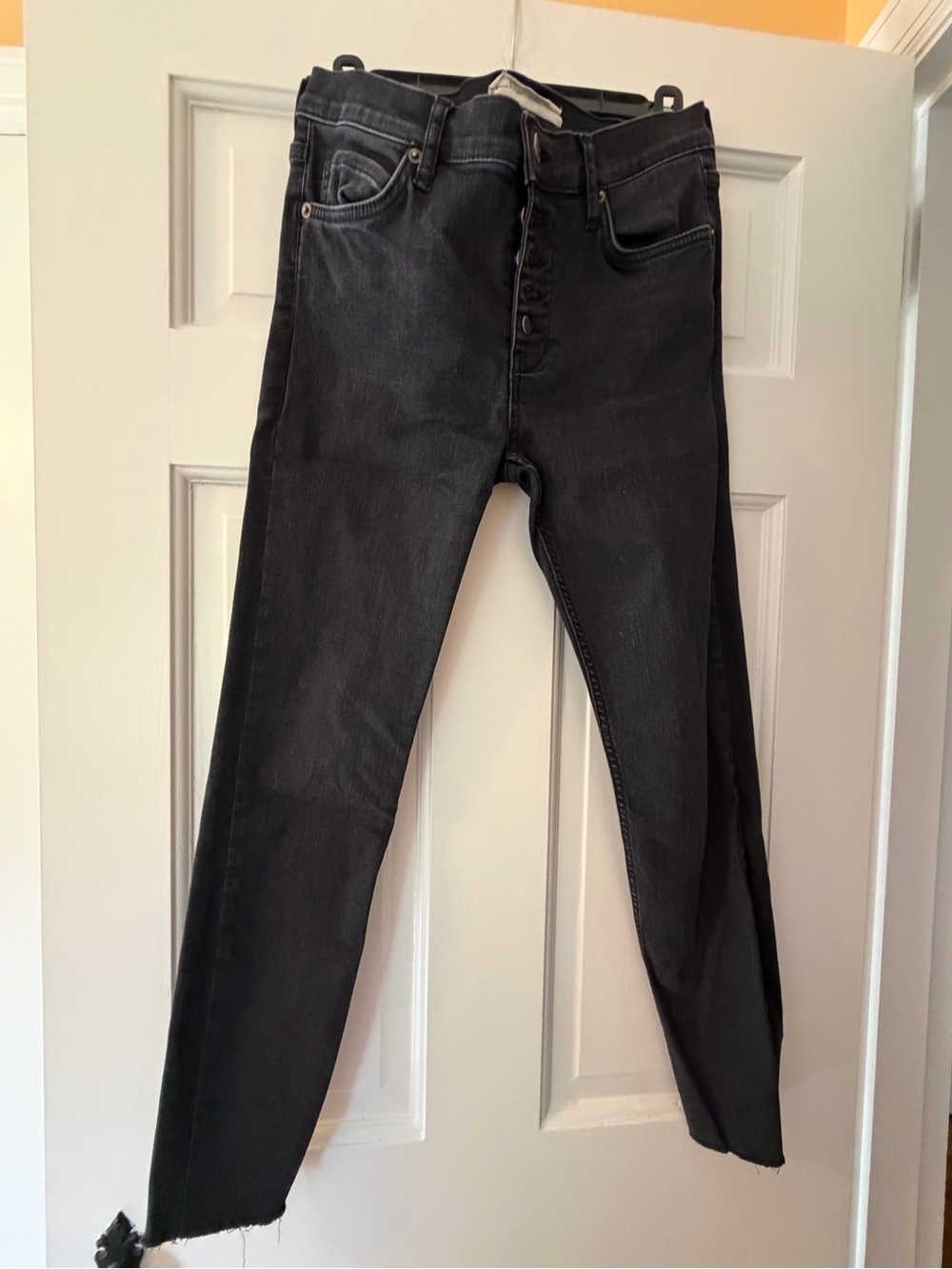 Free People Washed Black High-Rise Skinny Jeans
